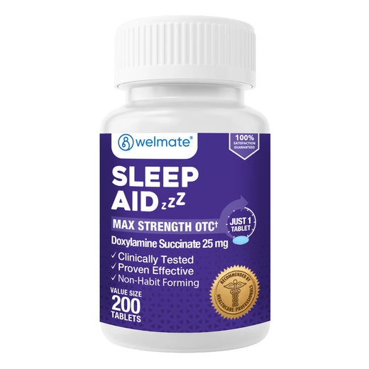WELMATE Sleep Aid - Doxylamine Succinate 25mg, 200 Tablets (Generic Unisom)