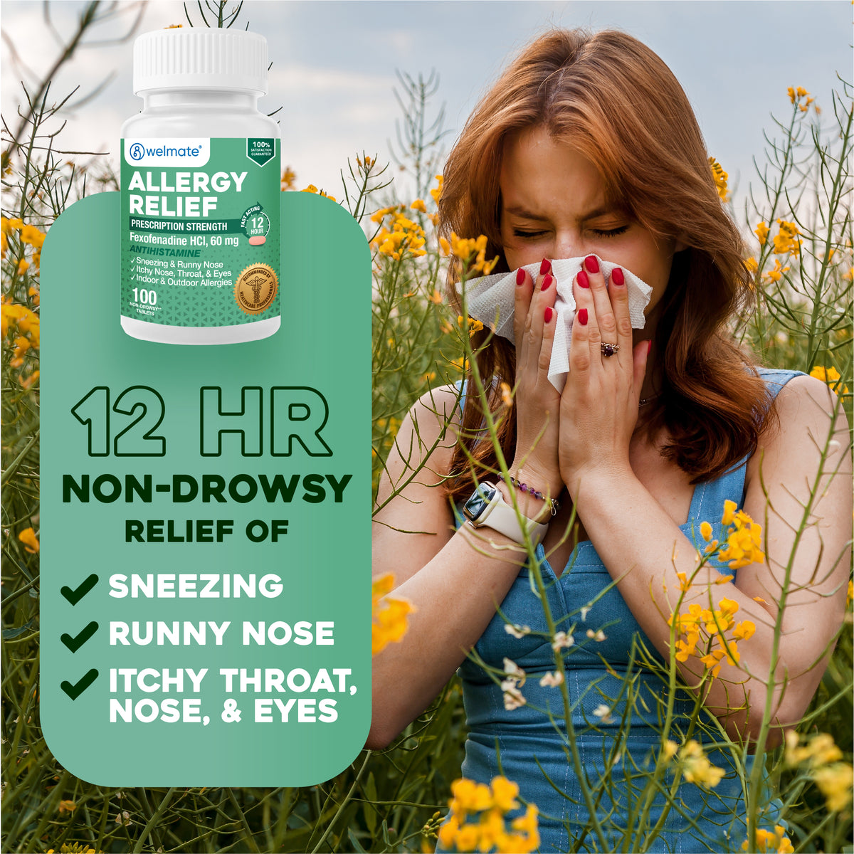 antihistamine plant Welmate Allergy Relief Non-Drowsy Fexofenadine 60mg 100 Count Tablets –  Wellspring Meds