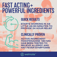 WELMATE Allergy Relief - Fexofenadine 180mg, 200 Tablets (Generic Allegra)