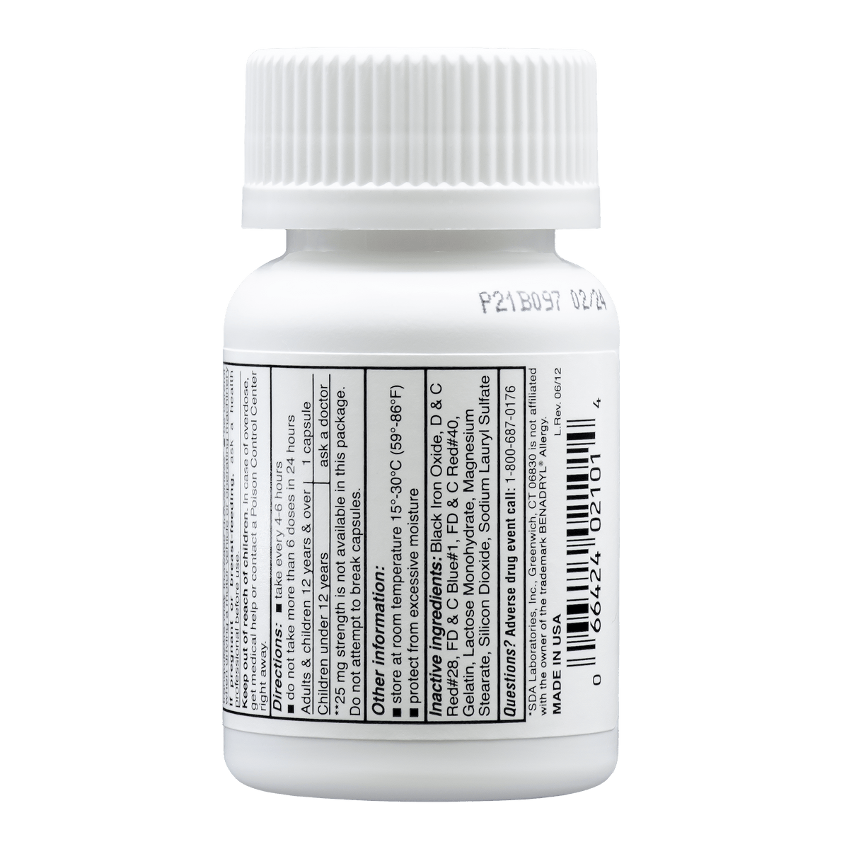 SDA LABS Allergy Relief - Diphenhydramine 50mg, 100 Capsules