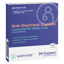 WELMATE Diarrhea Relief - Loperamide 2mg, 24 Caplets (Generic Imodium)