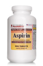 PHARBEST Pain Relief - Aspirin 325mg, 1000 Tablets (Generic Bayer)