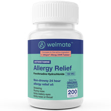 WELMATE Allergy Relief - Fexofenadine 180mg, 200 Tablets (Generic Allegra)