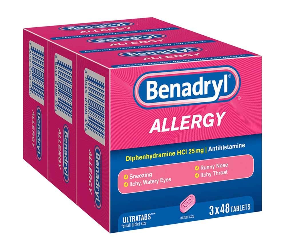 BENADRYL Allergy Relief - Diphenhydramine 25mg, 144 Tablets ... - Benadryl And Dog Skin Allergies Relief