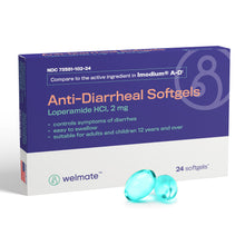 WELMATE Diarrhea Relief - Loperamide  2mg, 24 Softgels (Generic Imodium)