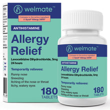 WELMATE Allergy Relief - Levocetirizine 5mg, 180 Tablets (Generic Xyzal)