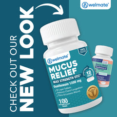 WELMATE Cough & Cold - Guaifenesin 1200mg, 100 Tablets (Generic Mucinex)