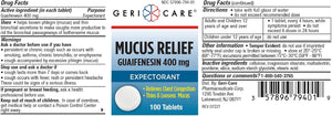 GERICARE Cough & Cold - Guaifenesin 400mg, 100 Tablets