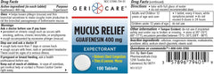 GERICARE Cough & Cold - Guaifenesin 400mg, 100 Tablets