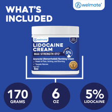 WELMATE Pain Relief - 5% Lidocaine Cream, 6oz