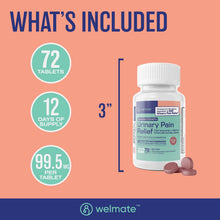 WELMATE Pain Relief - Phenazopyridine 99.5mg, 72 Tablets (Generic AZO)