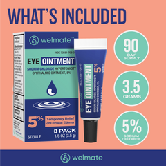 WELMATE Eye Care - 5% Sodium Chloride Ointment, 1/8 oz (Pack of 3) (Generic Muro 128)