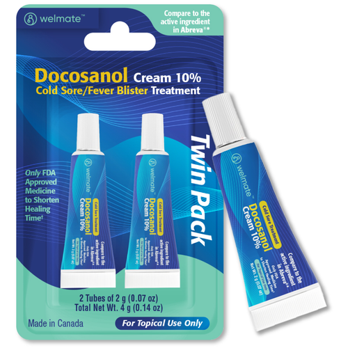 WELMATE Cold Sore Treatment - Docosanol 10%, 2g (Generic Abreva) (Pack of 2)