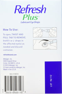 REFRESH PLUS Lubricant Eye Drops, 0.01 fl oz (Pack of 100)