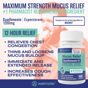 Mucus Relief | Guaifenesin 1200 Mg Maximum Strength | 100 Count Extended-Release Bi-layer Tablets