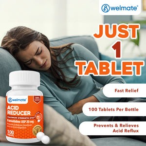 MHL Acid Reducer - Famotidine 20mg, 100 Tablets (Generic Pepcid AC)