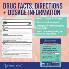 WELMATE Pain Relief - 4% Lidocaine Patch, 30 Patches (Generic Salonpas)