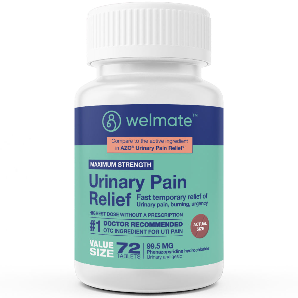 WELMATE Pain Relief - Phenazopyridine 99.5mg, 72 Tablets (Generic AZO)