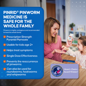 Pin-Rid | Pinworm Treatment | Pyrantel Pamoate 250 mg  12 Chewable Tablets | Family Size