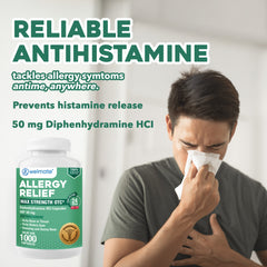 WELMATE Allergy Relief & Sleep Aid - Diphenhydramine 50mg, 1000 Capsules (Generic Benadryl)
