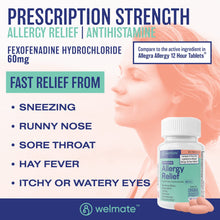 WELMATE Allergy Relief - Fexofenadine  60mg, 100 Tablets (Generic Allegra)