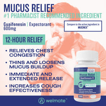 Mucus Relief | Guaifenesin 600mg 12 Hour | 200 Count Extended-Release Tablets