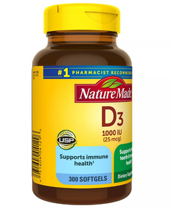 Nature Made Vitamin D3, 600 Softgels, Vitamin D 1000 IU (25 mcg) Helps Support Immune Health, Strong Bones and Teeth, & Muscle Function