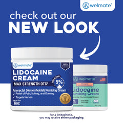 WELMATE Pain Relief - 5% Lidocaine Cream, 6oz