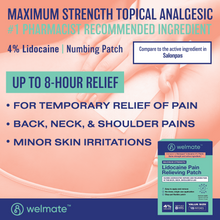 Welmate Lidocaine 4% Pain Relief Patch | Maximum Strength | Value Size - 15  Count