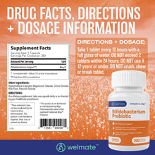 WELMATE Dietary Supplement - Bifidobacterium Probiotic Supplement, 200 Capsules (Generic Align)