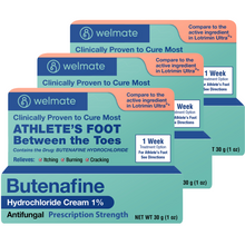 WELMATE - Athletes Foot Treatment Extra Strength - Antifungal Cream - Butenafine Hydrochloride - Relief from Ringworm, Athlete's Foot & Jock Itch - Foot Care - Nail Fungus Treatment For Toenail - 3 Pk