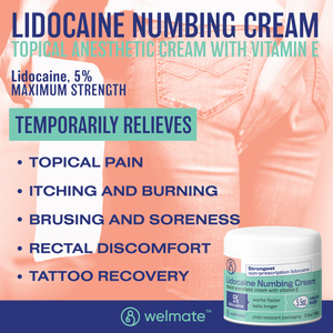 WELMATE Pain Relief -  5% Lidocaine Cream, 5.5oz