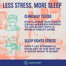 Welmate Sleep Aid |Doxylamine Succinate 25mg | 100 Count Extended-Release Tablets