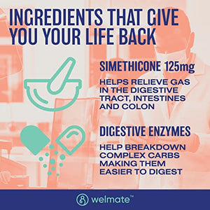 WELMATE Simethicone 125mg - 365 Softgels (Generic Gas-X)