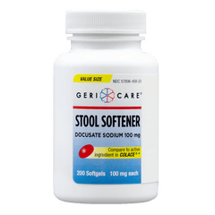GERICARE Laxatives - Docusate Sodium 100mg, 200 Softgels (Generic Colace)