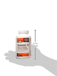 Rugby Senexon-S Generic for Senokot-S Vegetable Laxative Tablets Bottle of 1000 (Docusate sodium 50 mg, Sennosides 8.6 mg)