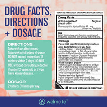 WELMATE Pain Relief - Phenazopyridine 99.5mg, 72 Tablets (Generic AZO)