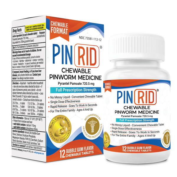 PIN RID 12 chewable tablets for pinworm treatment
