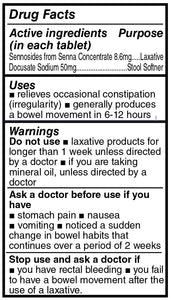 PHARBEST Laxatives - Sennosides 8.6mg & Docusate Sodium 50mg, 1000 Tablets (Generic Senokot-S)