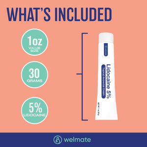 WELMATE | 5% Lidocaine | Numbing Cream Maximum Strength | Topical Anesthetic | 1 oz tube