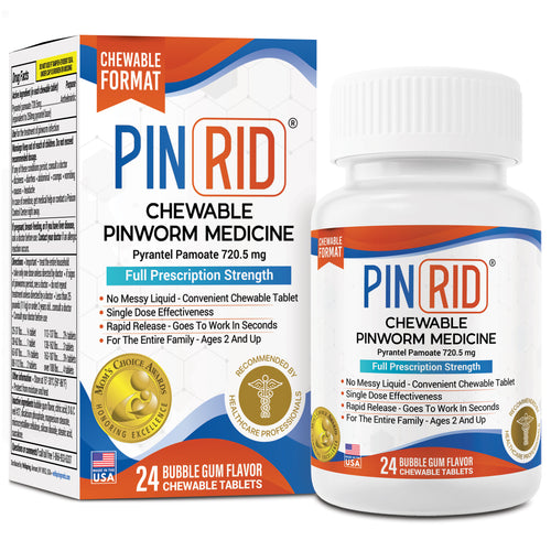 Pin-Rid | Pinworm Treatment | Pyrantel Pamoate 250 mg | 24 Chewable Tablets | Family Size