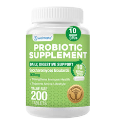 WELMATE Dietary Supplement - Saccharomyces Boulardii 500mg, 200 Capsules (Generic Florastor)