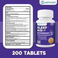 WELMATE Sleep Aid - Doxylamine Succinate 25mg, 200 Tablets (Generic Unisom)