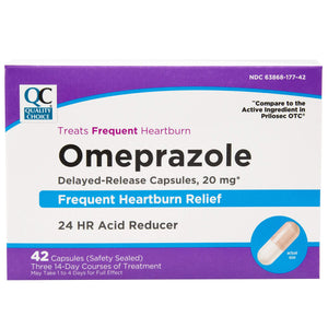 QUALITY CHOICE Acid Reducer - Omeprazole 20mg, 42 Tablets (Generic Prilosec) (Pack of 2)