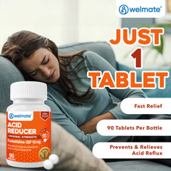 WELMATE Acid Reducer - Famotidine 10mg, 90 Tablets (Generic Pepcid)