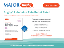 RUGBY Pain Relief - Lidocaine Patches 4%, 100 Patches (Generic Aspercreme)