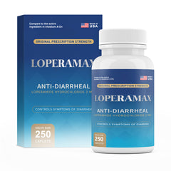Loperamax Diarrhea Relief, Loperamide 2mg - 250 Caplets