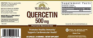 WINDMILL Supplements & Health - Quercetin 500mg, 60 Capsules