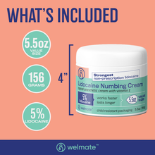 WELMATE Pain Relief -  5% Lidocaine Cream, 5.5oz