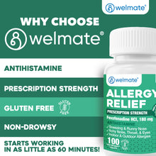 WELMATE Allergy Relief - Fexofenadine 180mg, 100 Tablets (Generic Allegra)